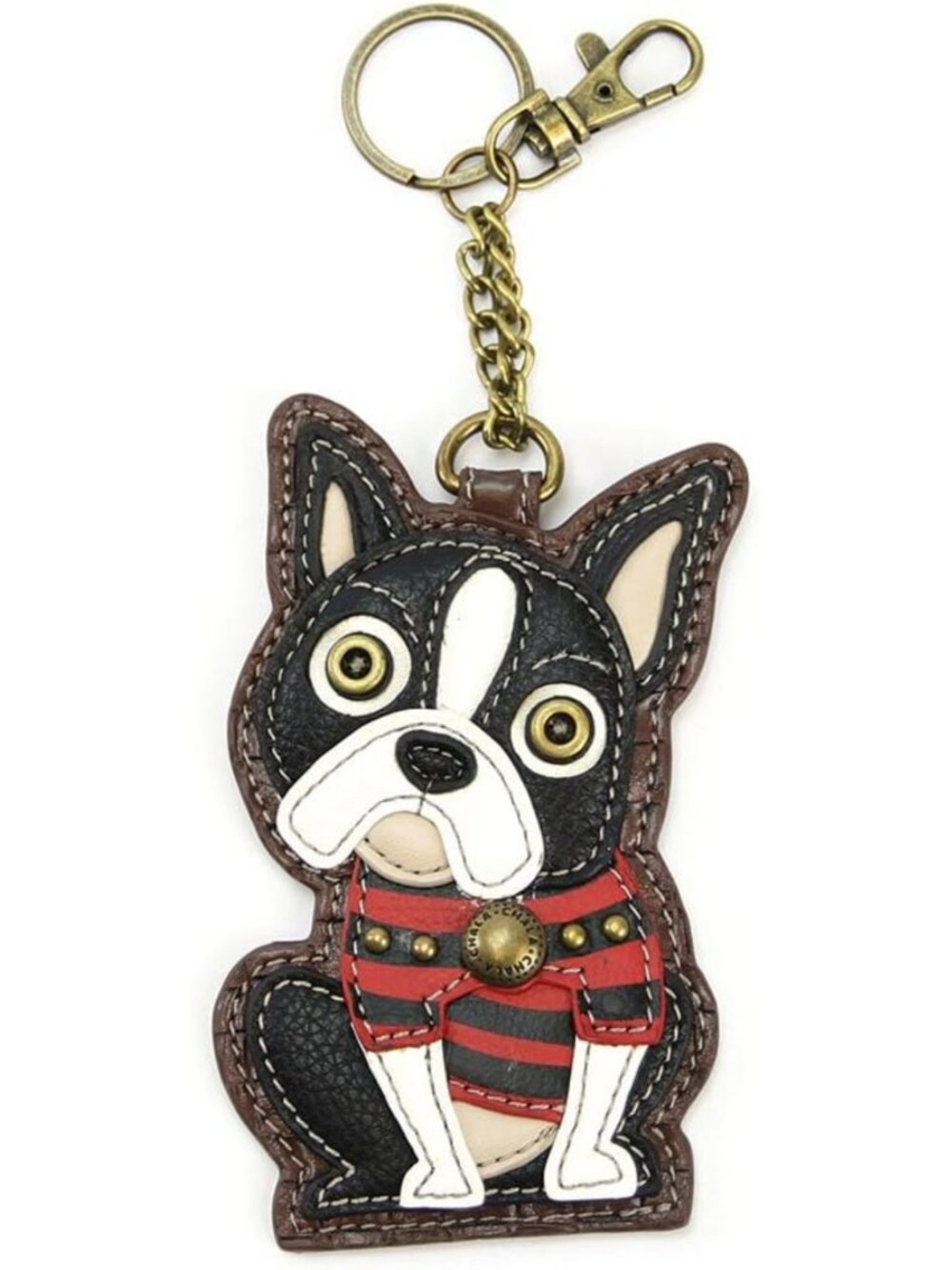 Decorative Dog Key Fob & Coin Purse - Cute Boston Terrier Accessory for Women